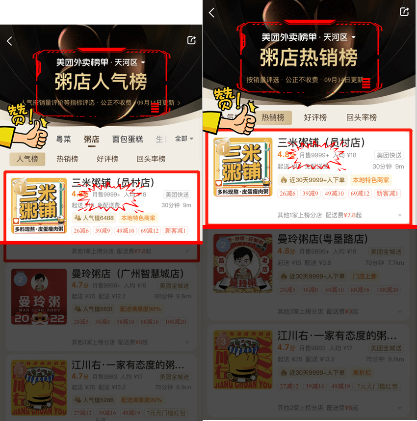 三米粥铺（员村店）粥店人气榜