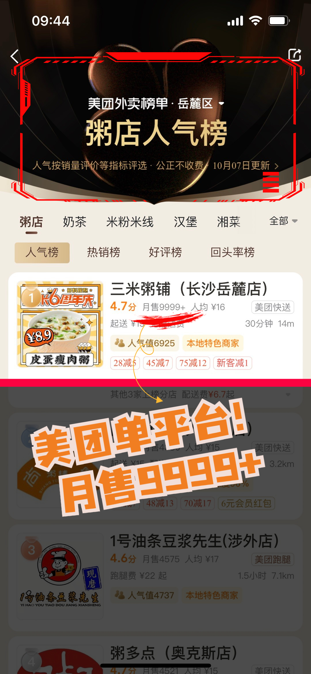 长沙-岳麓店20221008人气榜